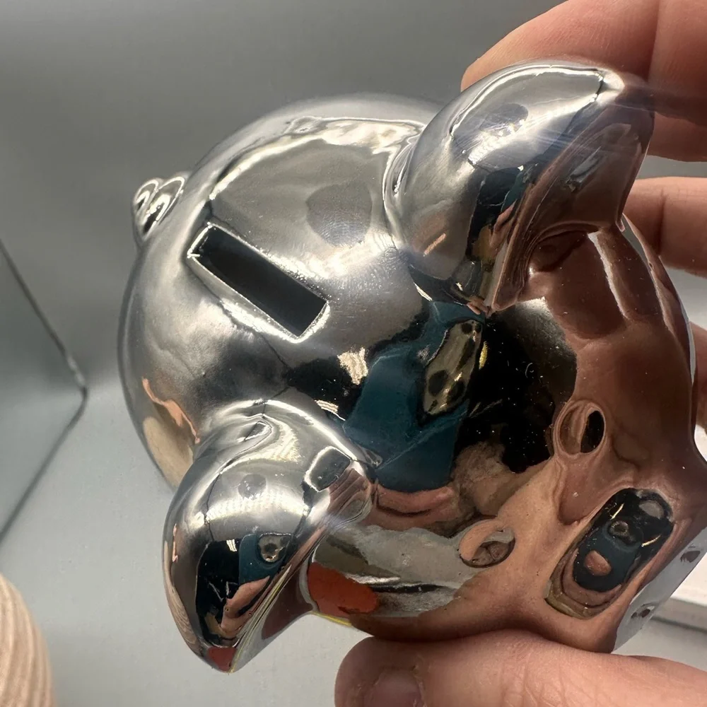 Three-Piece Silver Wedding Piggy Bank Set by MichelDesigns